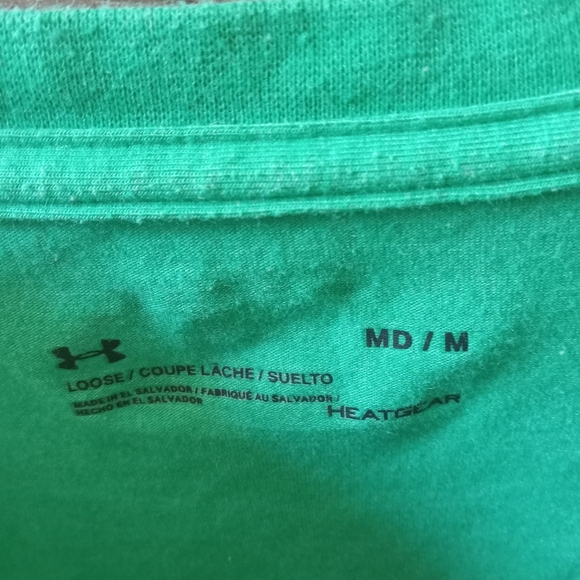 Under Armour, Green Short Sleeve T-Shirt, Mens Medium - Picture 3 of 5